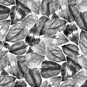 Aloha leaves - monochrome grey 