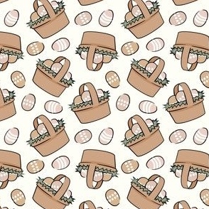 Easter Basket - Eggs - multi neutral on cream - LAD22