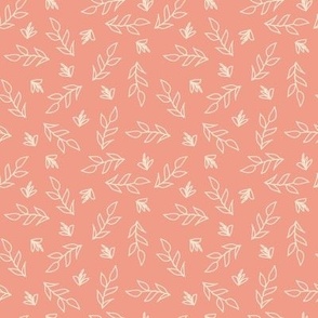 leaves on coral background- small size