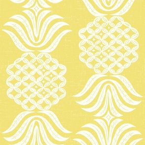 Large pineapple block print buttercup natural