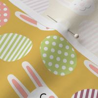 Happy Easter colourful cute bunnies eggs