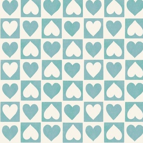 Valentine Checkered Hearts retro teal