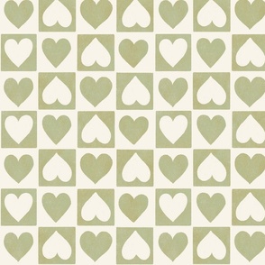 Valentine Checkered Hearts retro green