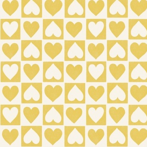 Valentine Checkered Hearts retro yellow