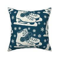 Ice Skate Block Print - Large - Blue 