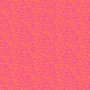 Jungle Grasses - Hot Pink on Papaya - 8" Repeat