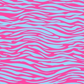 Tiger Stripes - Blue on Hot Pink