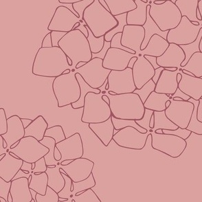 Hydrangea rose pink outline