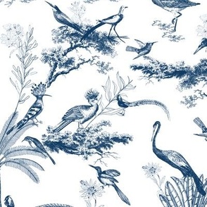 Bird Toile de Jouy in Blue and White
