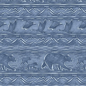 (M) Vancouver Backyard Adventure / Canada Wildlife / Block Print effect / Bears in the bottom layout/ medium scale