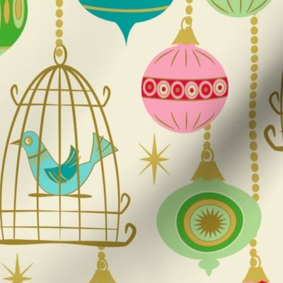 Baubles and birds in cages