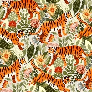 Thriving Tiger Tangle & Warm Green Flora - Medium Scale