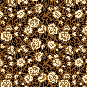Royal-Tea Florals- Golden Brown Ivory Black- Regular Scale