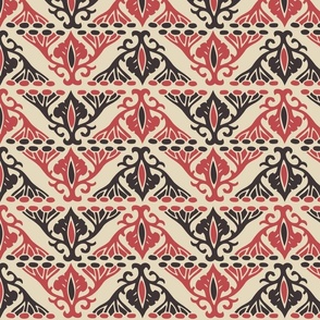 block print zigzag red and brown
