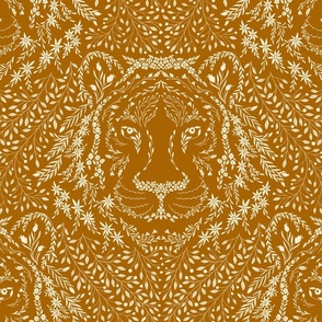 Floral tiger chinese year of the Tiger Burnt Sepia