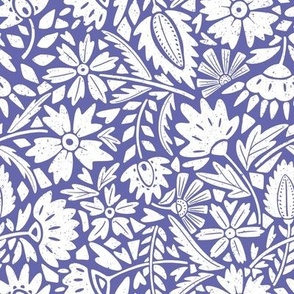 Block Print Textured Scandinavian Florals Very Peri Pantonecoty2022 lilac blue