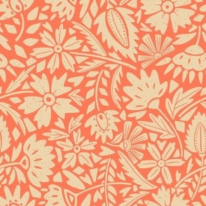 Block Print Textured Scandinavian Florals baby pink and beige