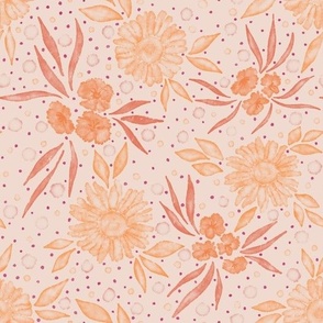 Watercolor loose floral daisy neutrals sepia