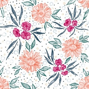 Watercolor loose floral daisy colorful