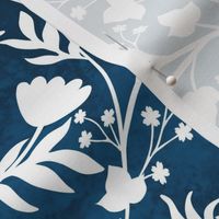 Floral Block Print - Indigo Blue