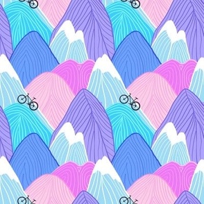 Mountain bike adventure pastel colours 