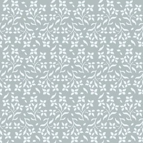 white ditsy flowers on silver gray