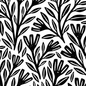 Blodyn Floral | Large Scale | Monochrome Black & White