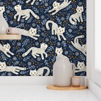 Playful Snow Leopards At Night Custom