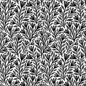 Blodyn Floral | Small Scale | Monochrome Black & White