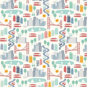 San Francisco Travel Tourist California Cities Fabric Printed by Spoonflower BTY 