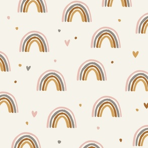 4' Scattered rainbows in soft pastel colors - baby and kids rainbows with dots and hearts