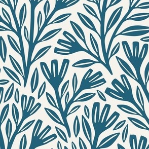 Blodyn Floral | Large Scale | Inky Blue & Off-White
