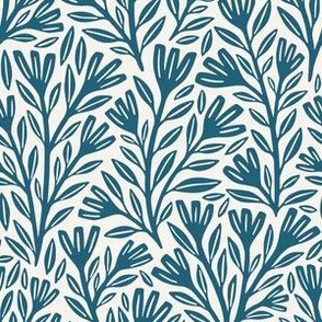Blodyn Floral | Medium Scale | Inky Blue & Off-White