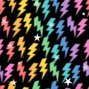 Retro Rainbow Lightning Bolts