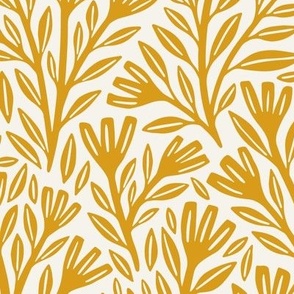 Blodyn Floral | Large Scale | Mustard Yellow & Off-White