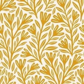 Blodyn Floral | Medium Scale | Mustard Yellow & Off-White