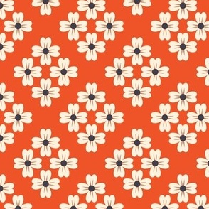 Geometric flowers, orange / 0438