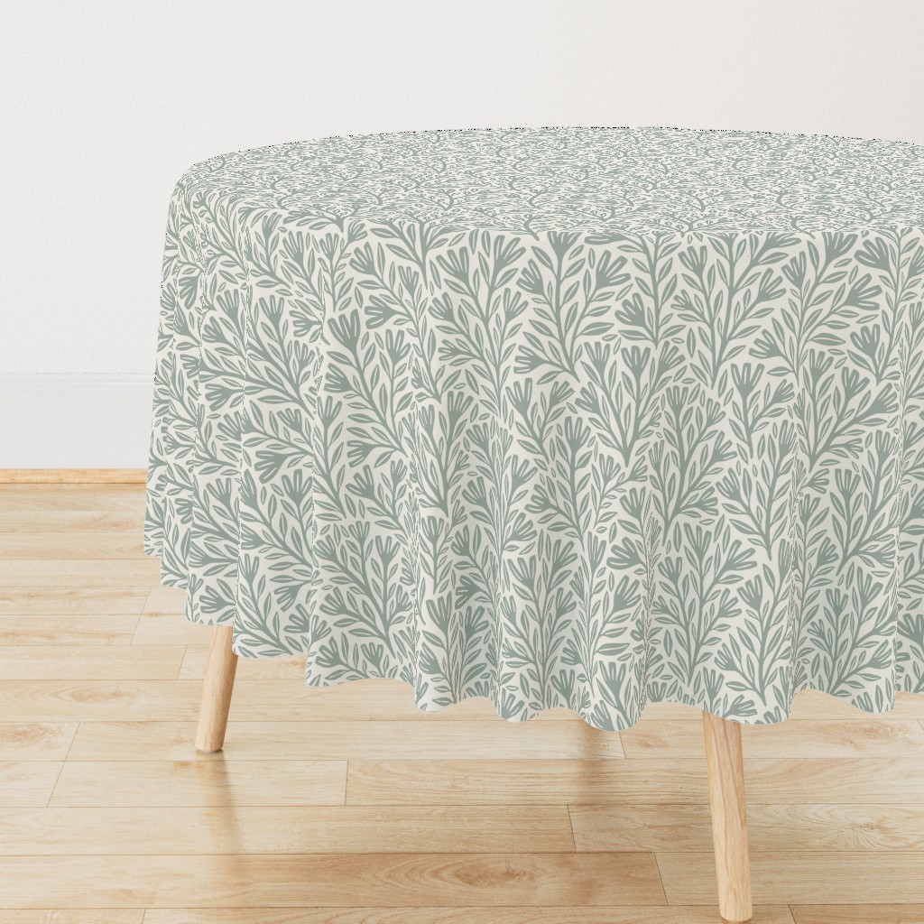 Blodyn Floral | Large Scale | Sage Gray & Off-White