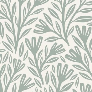 Blodyn Floral | Large Scale | Sage Gray & Off-White