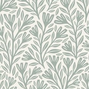Blodyn Floral | Medium Scale | Sage Gray & Off-White