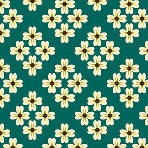 Geometric flowers, green / 0442