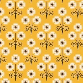 Geometric flowers, yellow / 0447