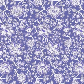 Jacobean Lace on Periwinkle 8x18