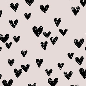 Grunge hearts sweet boho minimalist style valentine love hearts for baby nursery black on ivory 
