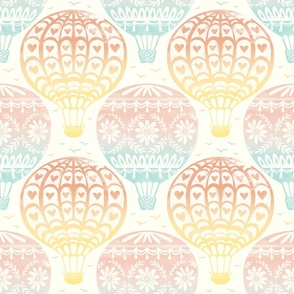 Block Print Balloon Adventure Yellow