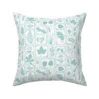Woodland block prints - turquoise and white