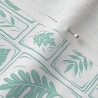 Woodland block prints - turquoise and white