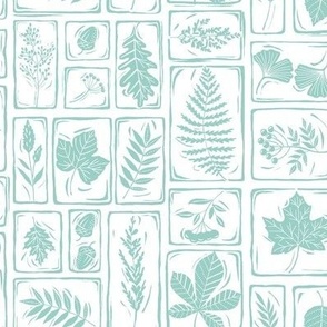 Woodland block prints - turquoise and white