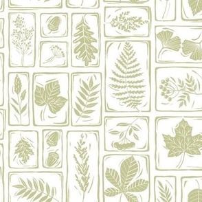 Woodland block prints - green and white