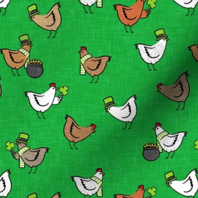 Chickens with clovers -  Saint Patrick's Day - green - LAD22